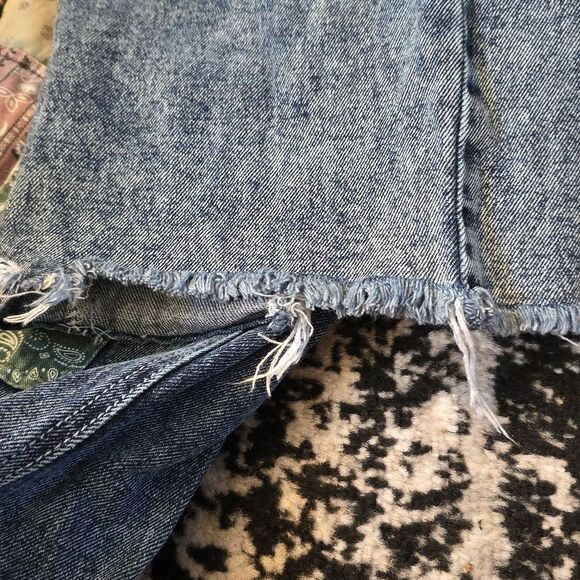 SO Super High Rise DAD Jeans Patchwork Raw Hem Acid Wash Sz 9/29W Junior Button - Picture 14 of 15